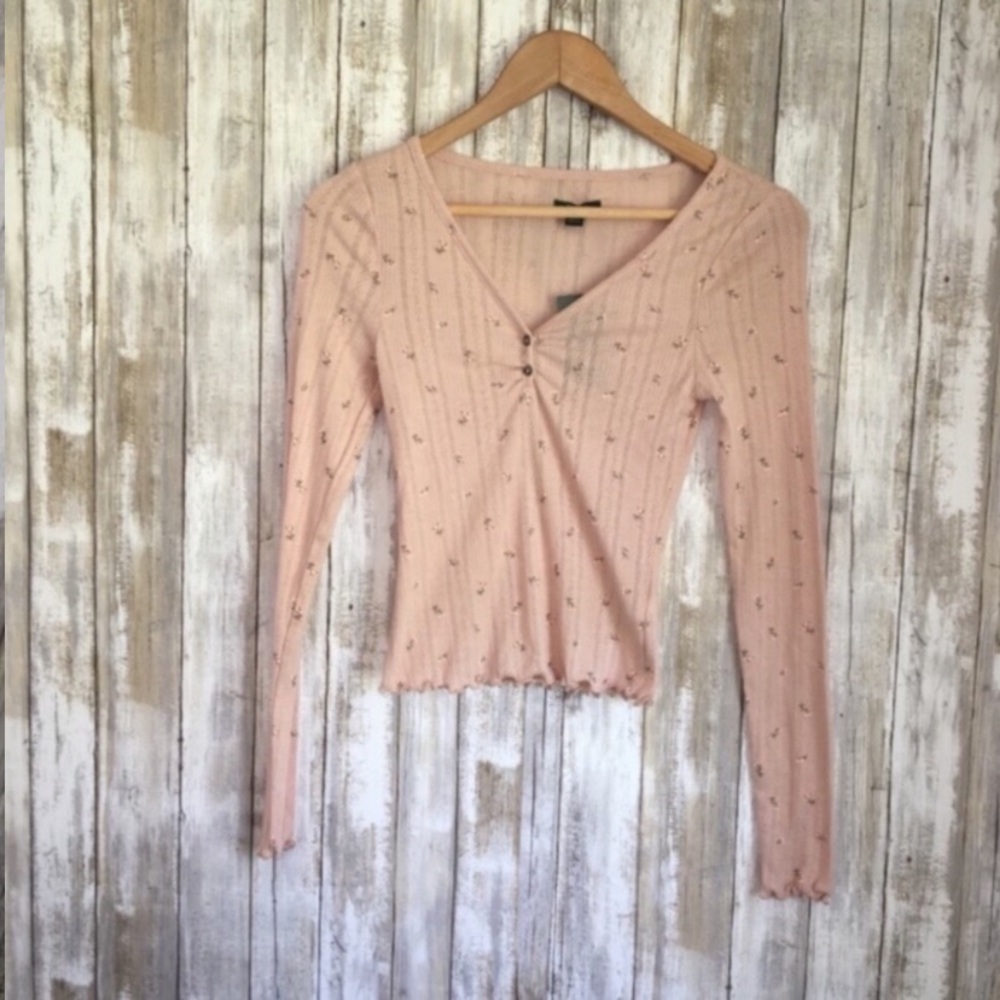 NWT Wild Fable Pink Floral Baby Doll Top - Picture 3 of 6